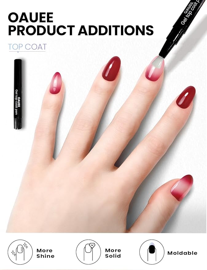 Semi Cured Gel Nail Strips | Built-In Gel Top Coat | UV Light Required | Salon Quality, Easy Application And Removal (Velvet Rouge Reverie ）