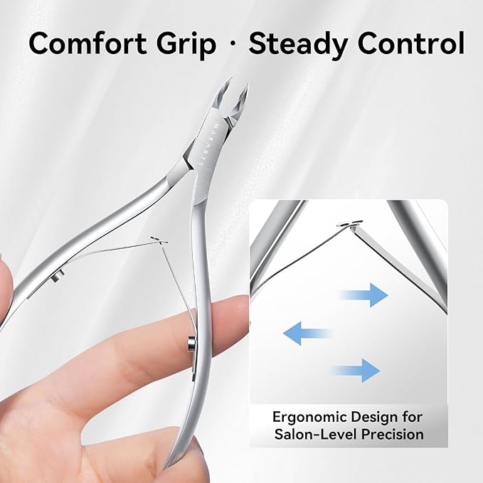 Makartt Professional Cuticle Nipper: 1/2 Jaw Precision Cuticle Trimmer for Beginners & Nail Technicians, 5mm Short Blade, Rust-Resistant Stainless Steel, Salon & Detailed Nail Art Use (Pearl Chrome)