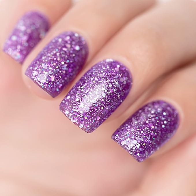 RARJSM Lavender Gel Nail Polish Glitter Sparkly Iridescent Rainbow Purple Shimmer Holographic Nail Gel Polish Soak off L e d U V Curing Required High Pigments for Home Salon Manicure Nail Art 15ml