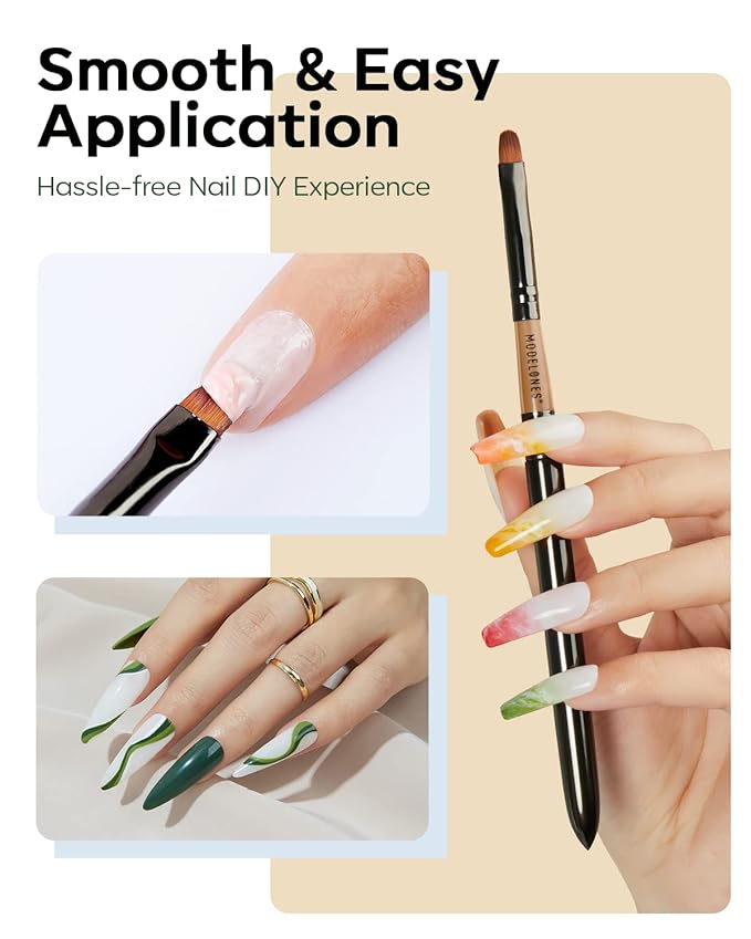Modelones Nail Art Brush Cleaner & Restorer for Nail Polish/ Extension Gel/Solid Builder Gel/Dip Powder/Acrylic Manicure Kits DIY Salon at Home - 80ml, W/Pro Brush