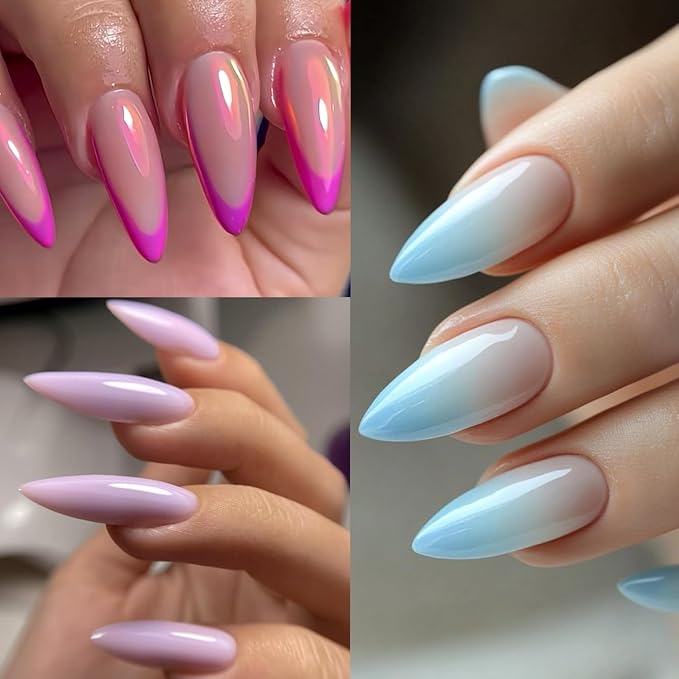 Sandwich Dual Nail Forms, 15 Sizes Oval Almond Top and Bottom Dual Forms for Builder Gel, Reusable Acrylic Nail Extension Molds with Guide Lines, Professional Manicure Supplies (Oval)