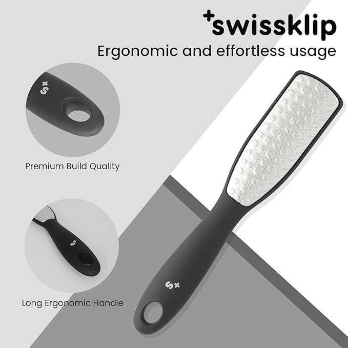 Swissker by Swissklip Foot File Callus Remover for Feet I A Perfect Heel Scraper for Cracked Heels I Luxurious Foot Scraper for Callus Removal and Dead Skin Remover for Feet (1 Pack)