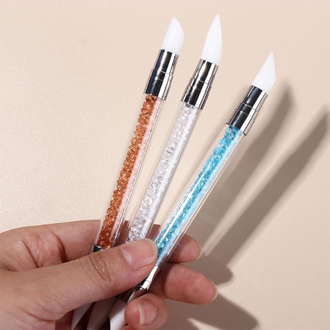 Nail Art Sculpture Pen, Dual Tip Silicone Head Brushes, Dual Tipped Nail Art Pen Brushes for DIY Manicure Tools, Orange