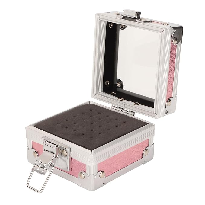 Nail Drill Bit Holder,ANGGREK 25 Holes Drill Bit Case 3 Layer Sponge Transparent Cover Storage Displayer Box for Acrylic Nail Drill Bit Rivet Reinforcement
