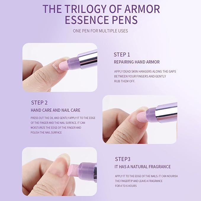 Ceramic Cuticle Oil Pusher Pen: 3-in-1 Nail Cuticle Remover Oil Pen - Nail Care Oil Cuticle Pusher with Ceramic Tip for Hangnails & Dry & Damaged Nail