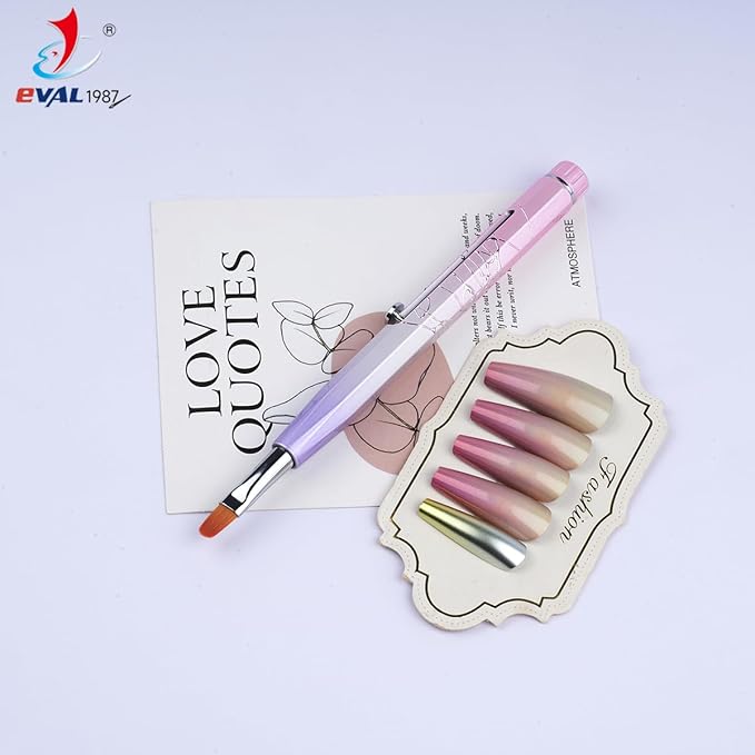 Nail Art Brushes Set, YIHUALE Push Contact Builder Nail Extension Gel Brush, Gel Polish Art Design Pen Painting Tools, Nail Art Liner Brush and Dotting Pen for Salon, DIY (Pink+purple, 1PCS)