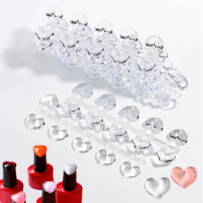100PCS Nail Polish Swatch Dots, Heart Shape Color Swatch Sample Dots for Gel Polish Display, False Nail Display Tips Color Chart Cards for Manicure Practice Salon Showing Shelf DIY Design