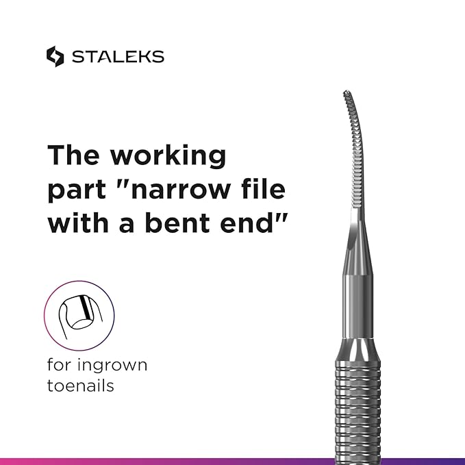 Staleks Pro Pedicure Toenail File Expert 60 Type 4 – Dual-Ended Narrow Ingrown Nail File – Stainless Steel