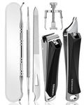 Ingrown Toenail Tool, 6 PCS Stainless Steel Pedicure Tool, Straight Edge and Curved Slanted Nail Clippers Cutters for Ingrown Toenail Correction Removal Kit at Home for Seniors, Men, Women