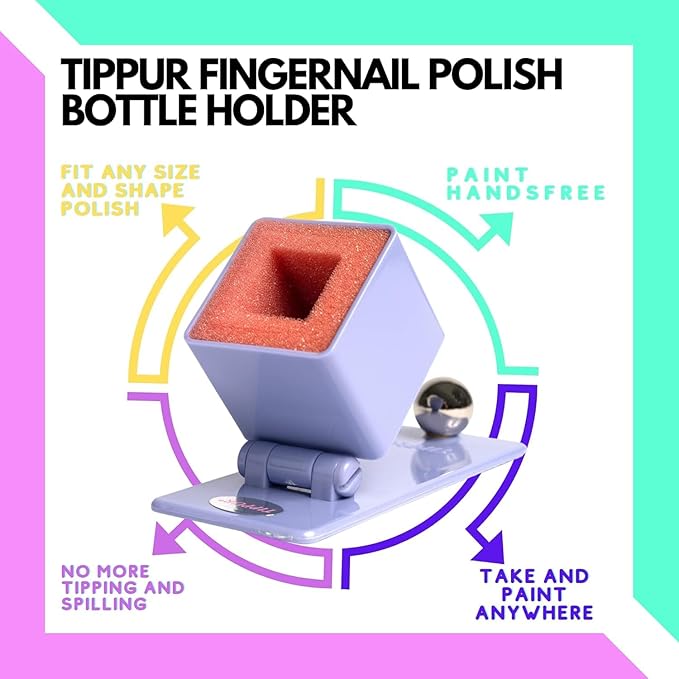 Spill-Proof Nail Polish Holder-Paint With Ultimate Confidence In The Car Or At Home-Stick Every Time Wide Grippy Bottom-Fingernail Painting Stand For Women-Nail Polish Accessories-Nail Art Tool