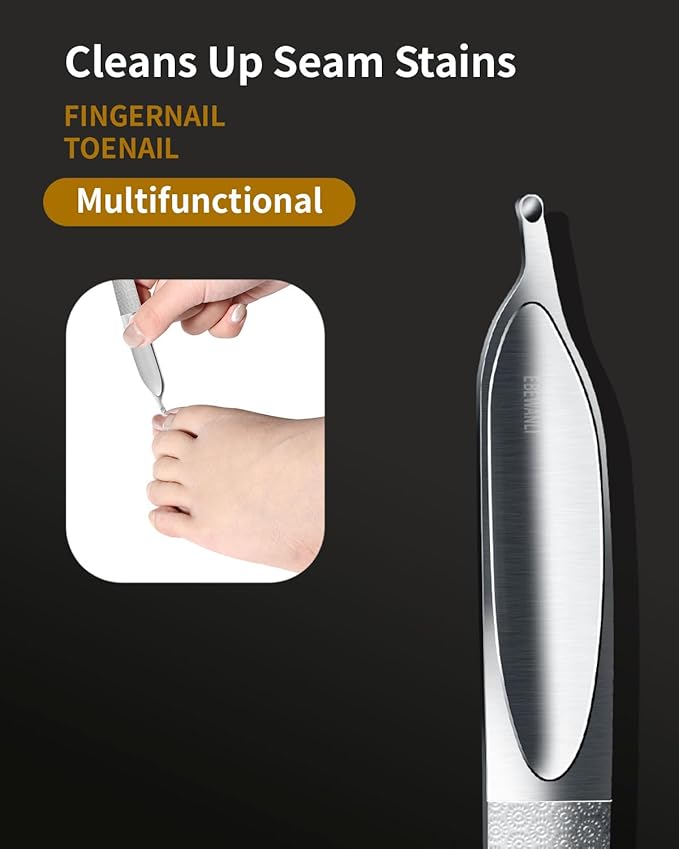 Curved Nail File, Toenail File for Thick Toenails, 4.9inch Double Sided Metal Nail File, Stainless Steels Toe Nail Files for Thick Nails, Heavy Duty Fingernail File for Men and Woman