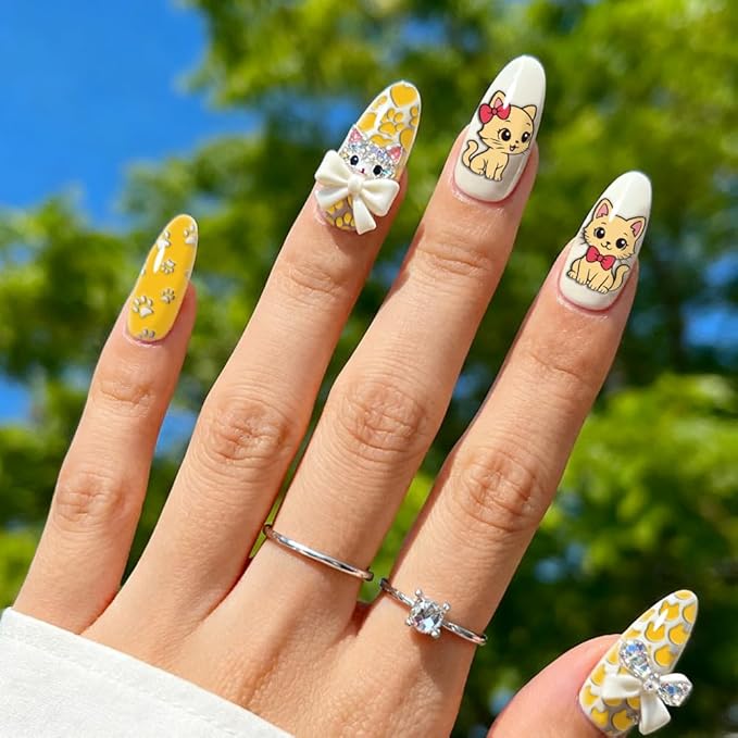PH PandaHall 3pcs Cat Nail Stamping Templates Kitten Bow Nail Art Templates Cat Paw Stencils Pet Cats Stainless Steel Image Plates Tool for Women Print Manicures Salon Design Supplies