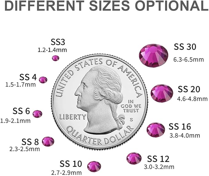 Blinginbox Glass Flatback Rhinestones Crystal Round Gems Fuchsia,SS4/1440pcs,1.4-1.6mm
