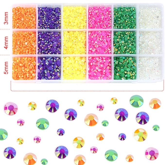 22380pcs Resin Rhinestones Set 3/4/6mm Flatback Stones Glitter Crystal Bulk for Garment Nail Art Decorations Resin Flatback Rhinestones Kit for Nail Crafts Tumbler Round Shape(HH)