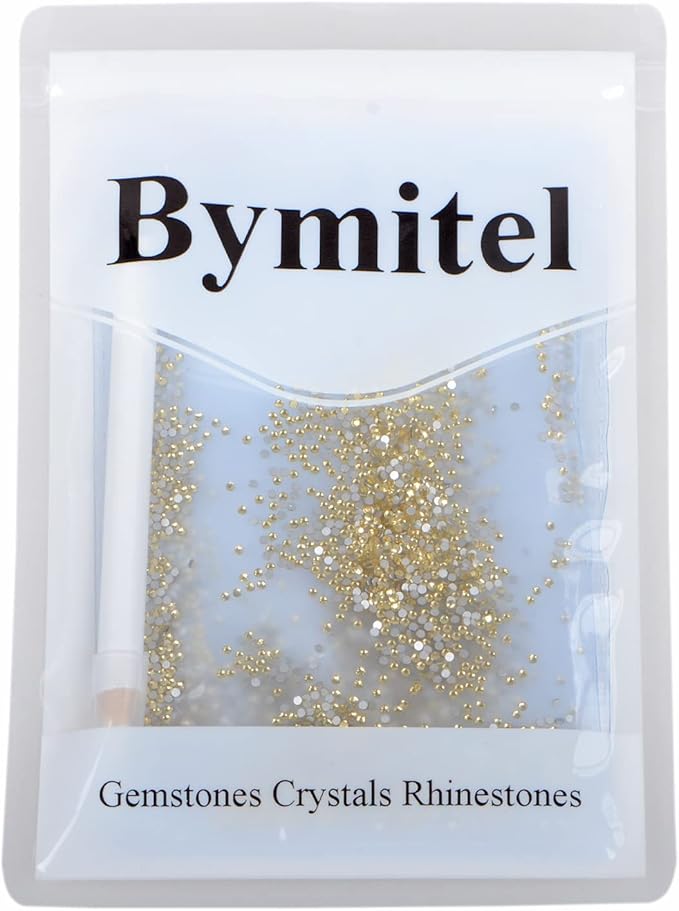 2880PCS Art Nail Rhinestones Non Hotfix Glue Fix Round Crystals Glass Flatback for DIY Jewelry Making with one Picking Pen (ss3 2880pcs, Jonquil)