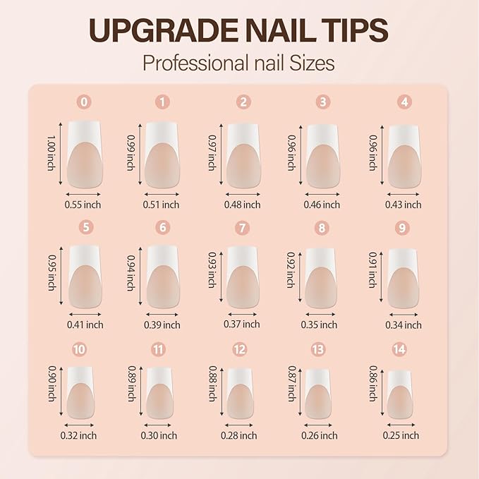 Vansiho French Gel Nail Tips, 150Pcs Long Square Gel Nail Tips, French Tips Press on Nails, Fake Nails for Nail Art DIY 15 Sizes