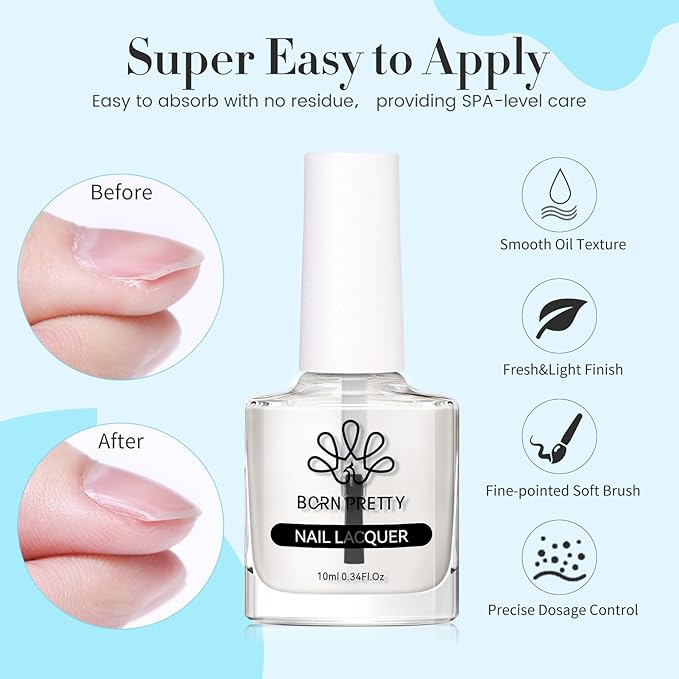 Born Pretty Nail Dehydrator and Nail-Primer, Nail Prep Dehydrator Acid Free Nail-Primer, Cuticle Oil for Nails, Base and Top Gel Coat Nail Supplies Functional Nail Set 5PCS