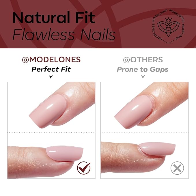 Modelones Dark Red Press on Nails Almond, Burgundy French Tip Polka Dot Bow Short Fake Nails, Reusable Nail Kit with Nail Glue Adhesive Tabs Nails Press Ons 32Pcs 16 Sizes, Women Girl Gift