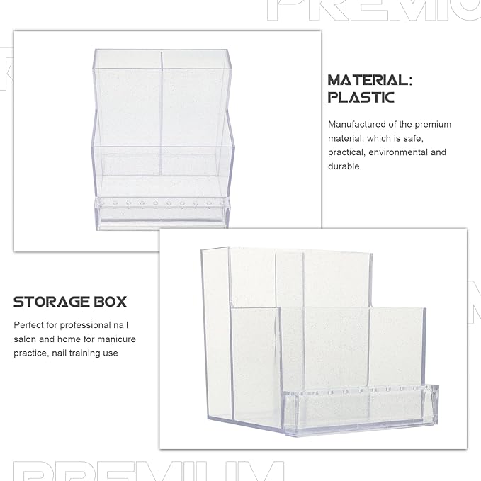 Beaupretty 2pcs Professional Nail Drill Bits Storage Box Plastic Organizer for Manicure Polishing Heads Neatly Displayed Base for Salon and Home Use