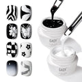 GAOY Black & White Painting Gel for Nail Art, No Wipe Creamy Gel Polish for Lines, Floral Designs, Patterns or French Nail Salon and Home DIY, UV Light Cure