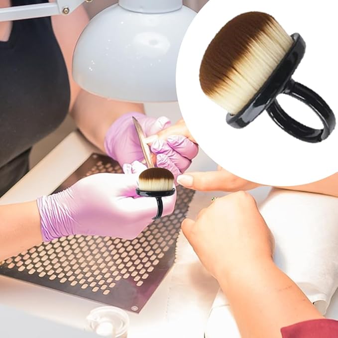 10PCS Nail Dust Brushes, Lightweight Soft Small Dust Brush Nails, Portable Nails Dusting Cleaning Brush Ring for Makeup Nail Art, Black
