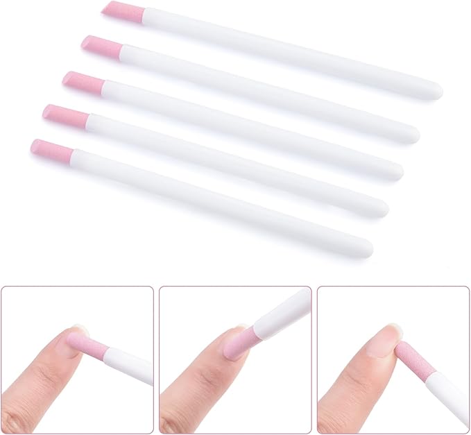 KADS 10Pcs Pumice Stone Nail File Cuticle Stone Pusher Nail Sanding Sticks Nail Art Pen Cuticle Remover Trimmer (White 10Pcs)