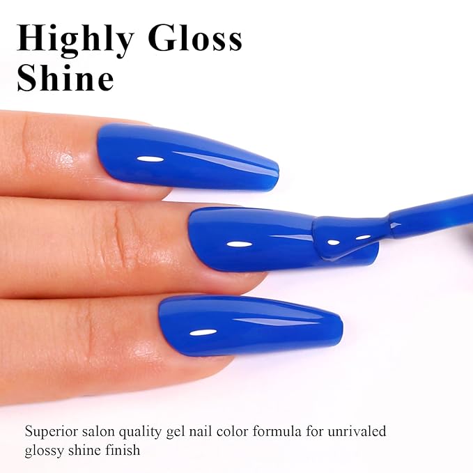 Imtiti Blue Gel Nail Polish, 0.5 Fl Oz Deep Blue Gel Polish Soak Off LED UV Spring Summer DIY Nail Art Starter Manicure Salon