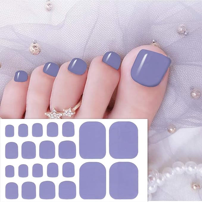 WOKOTO 20 Sheets Toe Nail Strips Full Wraps, Solid Toe Nail Polish Strips Self-Adhesive Toenail Polish Stickers Decals With Nail File For Women Girls, Stick On Nail Polish Stickers For Toe Nails