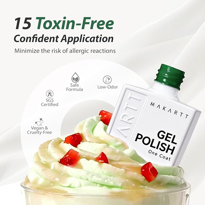 Makartt Ultra-Pigmented Green Gel Nail Polish 15ml One N'Done Gel Polish One-Coat Soak Off High-Gloss Ceramic Shine, Salon-Grade UV Nail Art Manicure DIY Salon Home - Evergreen Mood