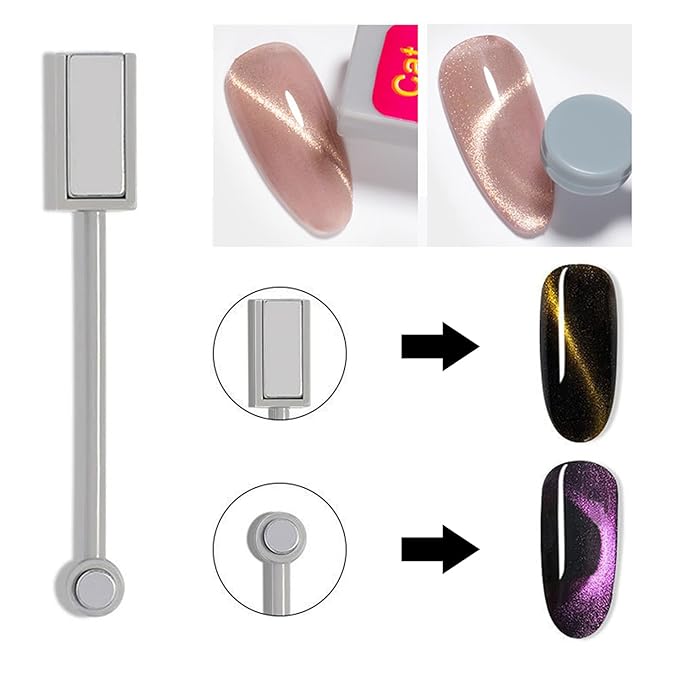 11 PCS Cat Eye Magnets For Nails Magnets For Cat Eye Nails Professional 11 In 1 Nail Polish Magnet For Gel Polish Magnets Wand Magnetic Nail Pen Pink Hexagon Strong Nail Magnet Stick Pens
