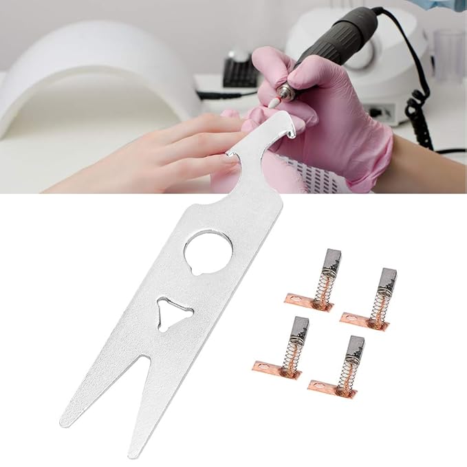 2 Pairs Nail Drill Carbon Brush, Nail Drill Machine Wrench, Alloy Nail Drill Handpiece Accessory, Manicure Polishing Machine Replacement Part