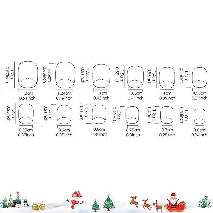 120Pcs 10 Packs Christmas Press on Nails for Girls 5 Styles 12 Sizes Cute Short Press on Nails for Kids Press ons with Santa Claus Snowman Xmas Tree Elk Designs Full Cover for Little Girl Gift DIY