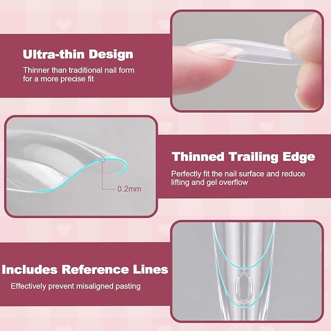 240 PCS Sandwich Nail Dual Forms, Nail Extension Kit for Beginner & Professional, 14 Sizes Dual Form for Polygel and Builder Gel, Salon and Home DIY Nail Art Tools (Oval)