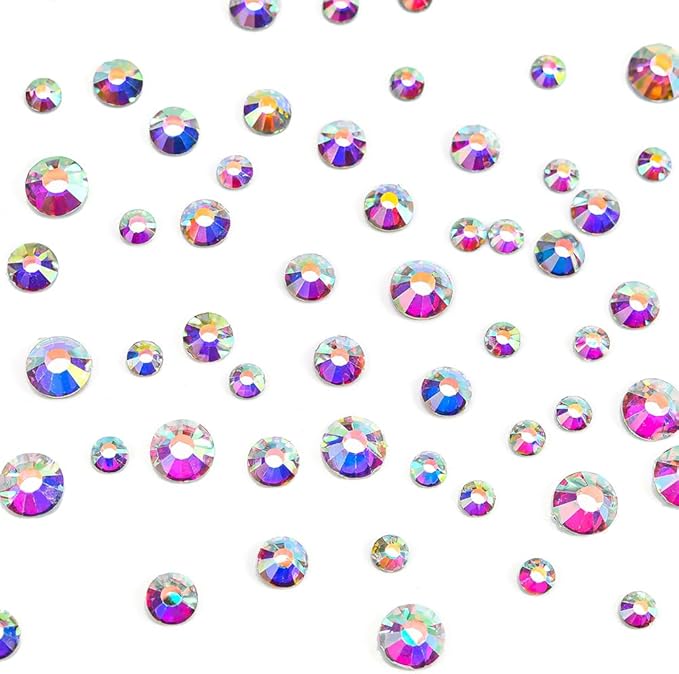 Blinginbox 288pcs Flat Back Rhinestones Round Gems for Nail Art and Craft Glue Fix,Bedazzling Decorations SS34,7.2mm,0.28inches Crystal AB