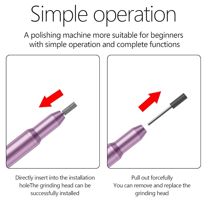 Nail Drill Kit Electric Rechargeable Set Cordless Nail Art Grinding Machine Compact Professional Nail File for Gel Manicure Pedicure Polishing Tool Household,Nail Removal Machine (Purple)