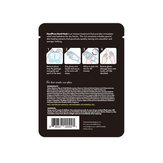 Bodipure HandPure Moisturizing Hand Gloves Manicure Kit Soft Hand Mask & Manicure Gloves - Moisturizing Hand and Nail Treatment And Strengthener (50 Packs)