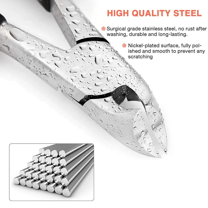 BEZOX Thick Toenail Clippers for Seniors - Large Toe Nail Clippers for Thick Nails, Precision Comfort Grip Long Handle Fingernail Clippers, Effortless Trimming Nail Cutter - Premium Stainless Steel