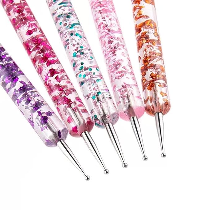 12Pcs Nail Dotting Tools Set, 5 Pcs Double-end Nail Dotting Pen and 7 Pcs Nail Art Painting Brushes