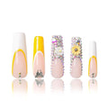 LOVFUL Press on Nails Sunflower| Handmade with Full Covered Crystals| Reusable Fake Nails| Square Mid length 1.7in| H143-L