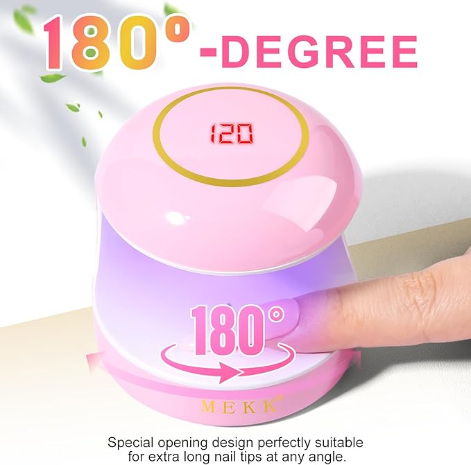 MEKK Mini UV Light for Gel Nails,18W Single Finger UV LED Nail Lamp,Portable Small Professional Flash Cure Lamp for Detail Work,Compact Design for Beginners,Travel,Home-Pink