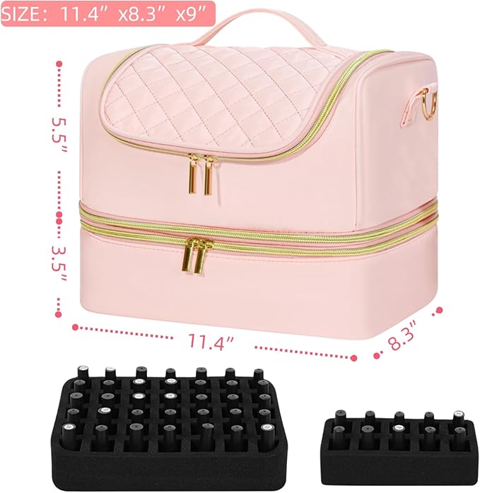 Nail Polish Organizer Case Nail Supplies Storage Box Holds 45 Bottles Nail Polish & Nail Lamp, Travel Nail Tech Carrying Case for Manicure Tools and Nail Art Supplies, Nail Kit Bag Gift for Manicurist