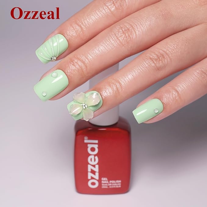 Pastel Gel Polish, 0.5 Fl Oz Light Green Gel Nail Polish Spring Summer Soak off LED UV Gel Nail Polish Art Starter Manicure Salon DIY Nail Gel Polish