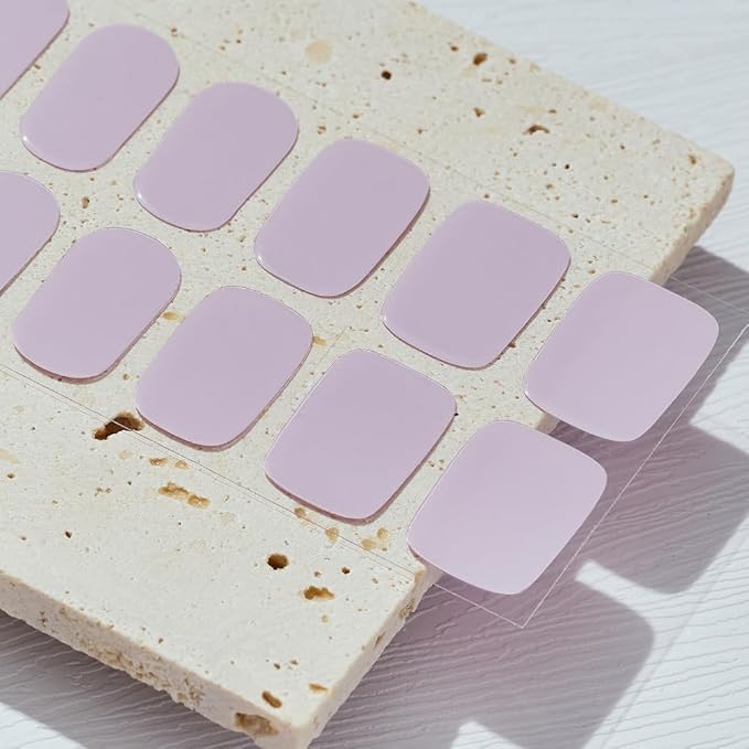 Arte Clavo Semi Cured Gel Nail Strips, 20 Pcs Gel Nail Stickers with UV Light Required, Salon Quality, Long Lasting, Easy Apply and Remove (Light Purple)