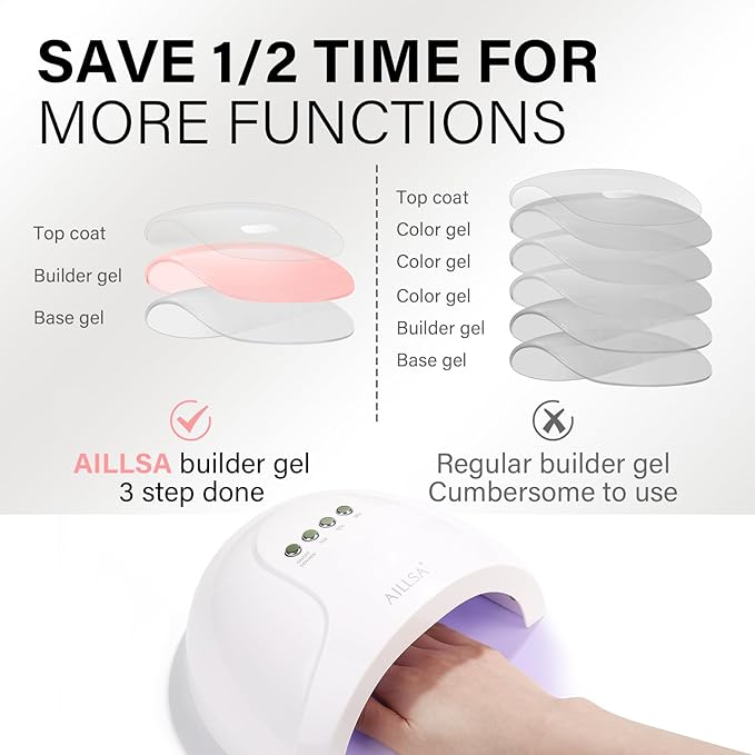 AILLSA Builder Gel for Nails 7 In 1 Nude Hard Gel Nail Polish for Nail Thickening Natural Color Strengthener Gels Nail Polish Light Neutral U V Gels for French Manicure Base Coat Needed 0.51 Oz GD80