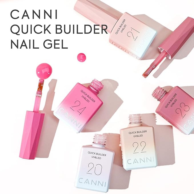 CANNI 6 Pcs 9 Ml Clear Quick Builder Nail Gel Polish Set- Milky White Neutral Nude Pink Colors Builder for Nails Strengthener Gel Thickening Extension for Beginners DIY Home Salon Manicure