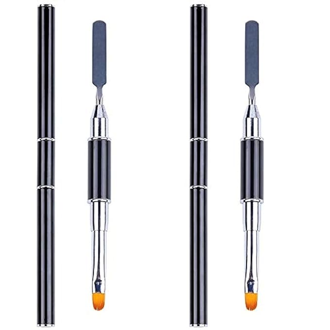 Aliotech 2 Pack of Polygel Brush and Picker Dual-Ended 2 IN 1 Design Stainless Steel Nail Brush Polygel Slice Tool for Nail Art Acrylic Nails Extension Quick Building Gels by Aliotech