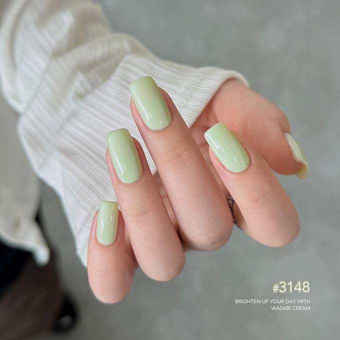 GAOY Pastel Green Gel Nail Polish, 16ml Soak Off Gel Polish, UV Light Cure for Nail Art DIY Manicure at Home, 3148 Wasabi Cream