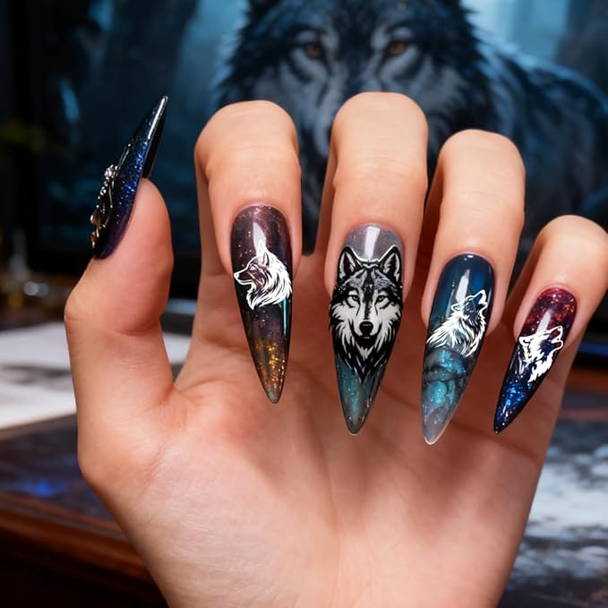 PH PandaHall 3pcs Wild Animal Nail Stamping Plates, Tiger Lion Wolf Nail Art Templates Fierce Animal Wildlife Stainless Steel Image Plate Art Stencils with Tools for DIY Print Manicures Salon Design