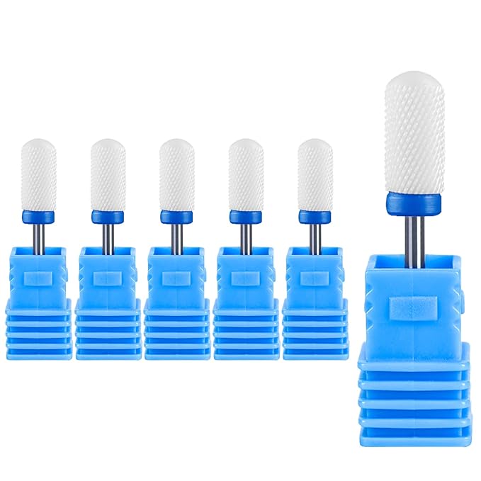 Round Head Ceramic Nail Drill Bit For Electric Nail Drill Manicure Machine Accessories Tool (5PCS Medium)