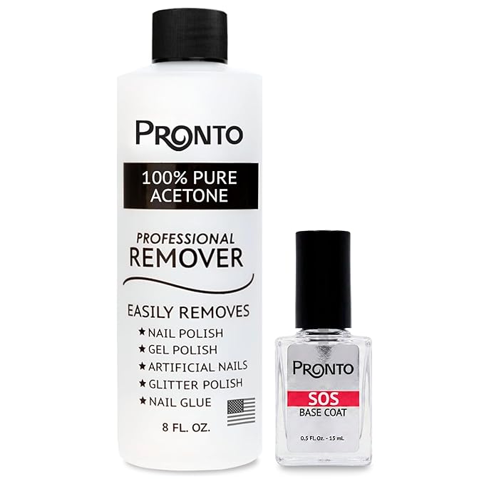 Pronto SOS Nail Rehab Kit | Nail Repair Treatment + 8oz Pure Acetone Polish Remover, Post-Gel Recovery Set for Damaged, Weak & Brittle Nails